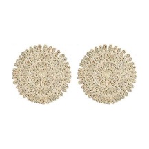 Ulzyvf Seti Servis, Servis Masa Krem Hasır Dokuma Doğal Beyaz Amerikan 2'li - Pa Beyaz - Krem