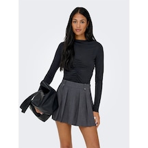 Only Onlhannah L/s Ruchıng Top Jrs Kadın Siyah T-shirt - 15363623