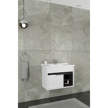 Napoli 65 Cm Beyaz Lavabolu Alt Modül - Beyaz Antrasit Beyaz - Antrasit