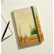 Mescid-i Nebevî Tasarımlı Özel Ciltli Defter Pastel Sarı