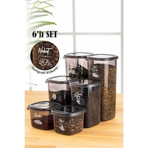 Vienev Beyaz Serigrafi Etiketli 6lı Peggy Kare Saklama Kabı 2x 0,55 Litre, 1,2 Litre, 1,75 Litre Antrasit