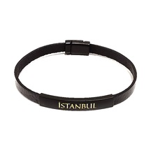 İstanbul Black Edition Hakiki Deri Erkek Bileklik Modern, Minimal Ve Maskülen Tasarım-1163 Antrasit