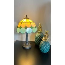 Yüceeller Vitray Retro Abajur Masa Lambası El Yapımı Yeşil