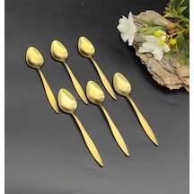 Mat Gold Titanyum Çay  Kaşık 6 Adet Gold