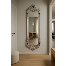 Dekoratif Varaklı Boy Aynası Gümüş