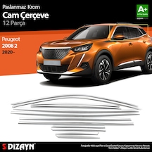 S-dizayn Peugeot 2008 2 Krom Cam Çerçevesi 12 Prç 2020-2023 A+ Kalite