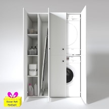 Kenzlife Çamaşır-kurutma Makinesi Dolabı Kapaklı Yaromira Sol Byz 180 120 60 Banyo Arkalıksız + Tekli Duvar Rafı Hediyeli Beyaz