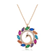 Gümüş Tavus Kuşu Kadın Kolye (502404413)