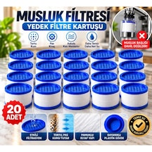 Eskaya 20'li Musluk Ucu Su Arıtma Filtre Kartuşu - Aktif Karbonlu Klor Kireç Tortu Önleyici Musluk Filtresi Yedek Filtre Beyaz
