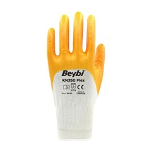 Pamuk Nitril Pamuk Kn350 Flex 10 Beden İşçi Eldiveni Beyaz Sarı En388 2111x 12 Li Paket