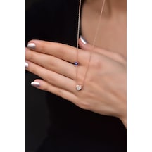 Papatya Silver 925 Ayar Gümüş Rose Kaplama Mineli Nazar Tektaş Kalp Kolye