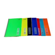 4 Adet A4 60 Yaprak Çizgili Telli Neon Renkler Plastik Kapak Defter 60 Gr Beyaz Sayfa Karma Renk Çok Renkli
