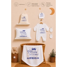 Pia Baby İsme Özel Hastane Çıkışı %100 Pamuk Erkek Bebek Organik Baskılı Tulum Set Keseli Hediyelik 2033tybkyx Krem
