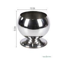 Yapay Çiçek Sitesi Metal Dekoratif Küre Saksı 15 Cm Gümüş