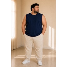 Sngl Tekstil Erkek Büyük Beden Oversize Sıfır Kollu T-shirt 3xl 4xl 5xl 6xl 7xl 8xl 9xl Lacivert