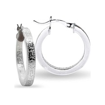 Oya Silver Grek Desenli Yuvarlak Gümüş Kadın Halka Küpe 2.2x2.2 Cm