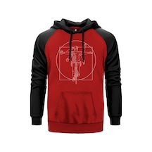 Bicyclist Kırmızı Reglan Kol Kapşonlu Unisex Sweatshirt Kırmızı