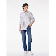 Koton Regular Fit Klasik Yaka Pamuklu Poplin Uzun Kollu Çizgili Gömlek Sarı Çizgili 6sam60044ıw