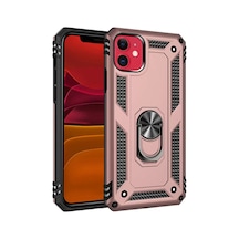 Newface Apple İphone 11 Kılıf Sofya Yüzüklü Silikon Kapak - Rose Pembe
