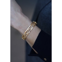 Yenigün Kuyumculuk 14 Ayar Altın Düz Ve Dalgalı Ajda Model Kelepçe Klp15864 Sarı Altın