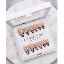 Louésse Wild Heart Takma Tırnak 12 Li Leopar Desenli Taşlı Nail Set