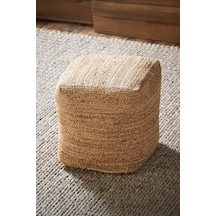 Digithome Dekoratif Kare Naturel Hasır Jüt Puf 40x40 -12080 Kahverengi