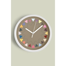 Soyut - Geometrik Temalı Modern Duvar Saati - 25cm - Önü Camlı Beyaz Kasa - Sessiz Mekanizma-jh0049 Beyaz