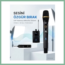 Bşkvirgo Uhf Kablosuz Mikrofon Seti El Yaka Ve Boyun Mikrofonlu 6.5mm Alıcılı 3.5mm Çeviricili Profesyonel Bsk2026