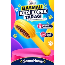 Basmalı Kedi Köpek Tarağı Metal Dişli Kolay Temizlenen Tüy Toplama Ve Bakım Fırçası