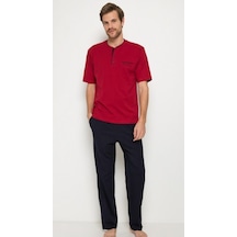 Pierre Cardin Bordo Pijama Takımı 3'lu +beyaz Atlet Boxer Takım 5370-150 Bordo