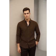 Bürke Keten Dokulu Kahve Yarım Oversize Yazlık Erkek Gömlek Bürke Keten Dokulu Kahve Yarım Oversize Yazlık Erkek Gömlek