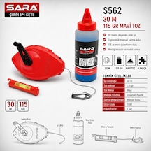 Sara S562 Çırpı Ipi Seti Makaralı Işaretleme Ipi, Mavi Toz Ve Mini Ip Terazisi