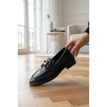 Enoch H-toka Geçişli Maskülen Tabanlı Premium Loafer Ayakabı Siyah