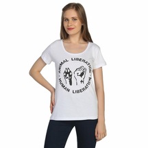 Bant Giyim - Animal Liberation Beyaz Kadın T-Shirt Tişört