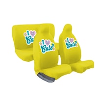 Mirsepet Tasarım Logo Oto Koltuk Kılıfı Chery Tiggo İle Uyumlu İ Love Cats Kedi Baskılı Penye Kumaş Sarı