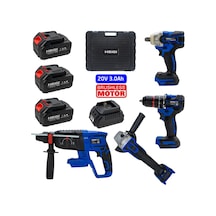 Hegi 809000244 20V 3AH Kömürsüz Üç Akülü 4'lü Set