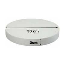 Dekoras Strafor Köpük Yuvarlak Köpük Pasta Taban Altlığı 30x3 Cm beyaz