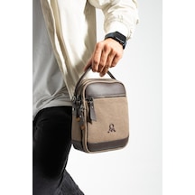 Baginn Erkek Omuz Çantası Elde Tutma 23 14 Cm Çapraz Askılı Postacı Çantası Mega Çanta Kanvas Kumaş Krem