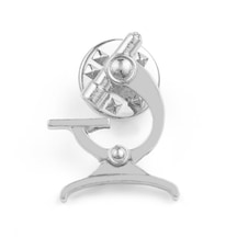 Mikroskop Desenli Medikal Broş P0574 Gümüş