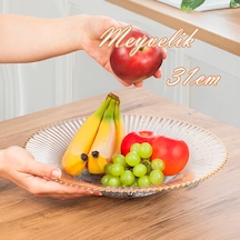 Porsima 31016 Newyork Altın Yaldızlı Cam Meyvelik Sunumluk 31 Cm