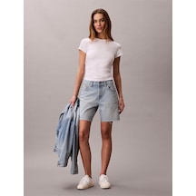 Calvin Klein Kadın 90's Washed Luther Şort-13865 Mavi