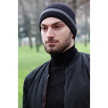 Bay Şapkacı Erkek Siyah Çizgili Bere 7560