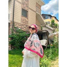 Moda Kaşmir Açelya Desen Çizgili Bambu Şal Fuşya