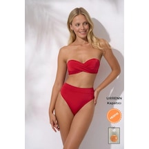 Pierre Cardin Düğüm Detaylı Yüksek Bel Dolgulu Straplez -urrenn Kapatıcı - 2025 Yeni Sezon Bikini Takımı Çok Renkli