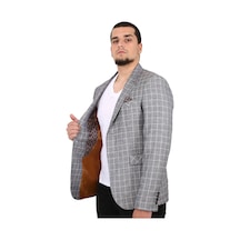Sposo 5137 Dar Kalıp Kareli Bej Erkek Blazer Ceket Bej