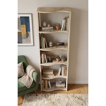 Kitaplık 5 Raflı Esinti Modern Çok Amaçlı Dekoratif Raf Ünitesi Geniş Kütüphane Ofis Kitaplığı 7082 Raverten Çok Renkli