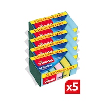 Vileda Rainbow Ekonomik Düz Bulaşık Süngeri 5 x 5 Adet Çok Renkli