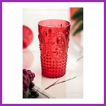 Bezos Akrilik Kırmızı Tekli Uzun Bardak & Su Meşrubat Bardağı 750 Ml Büyük Boy & Cam Değildir Bty