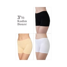 3'lü Paket Kadın Karışık Renkli Boxer Şort Pamuklu Likralı Çok Renkli 2