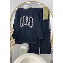 Lovie Moda Kadın Leopar Yazılı Eşofman Takımı Siyah Lovie Moda Kadın Leopar Yazılı Eşofman Takımı Siyah